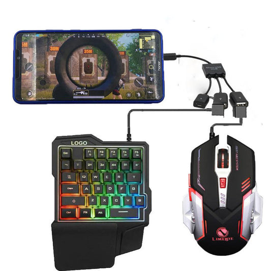 KTX-841875 Eat Chicken Game Set with One-Handed Controller and Gaming Mouse for IOS and Android Platforms