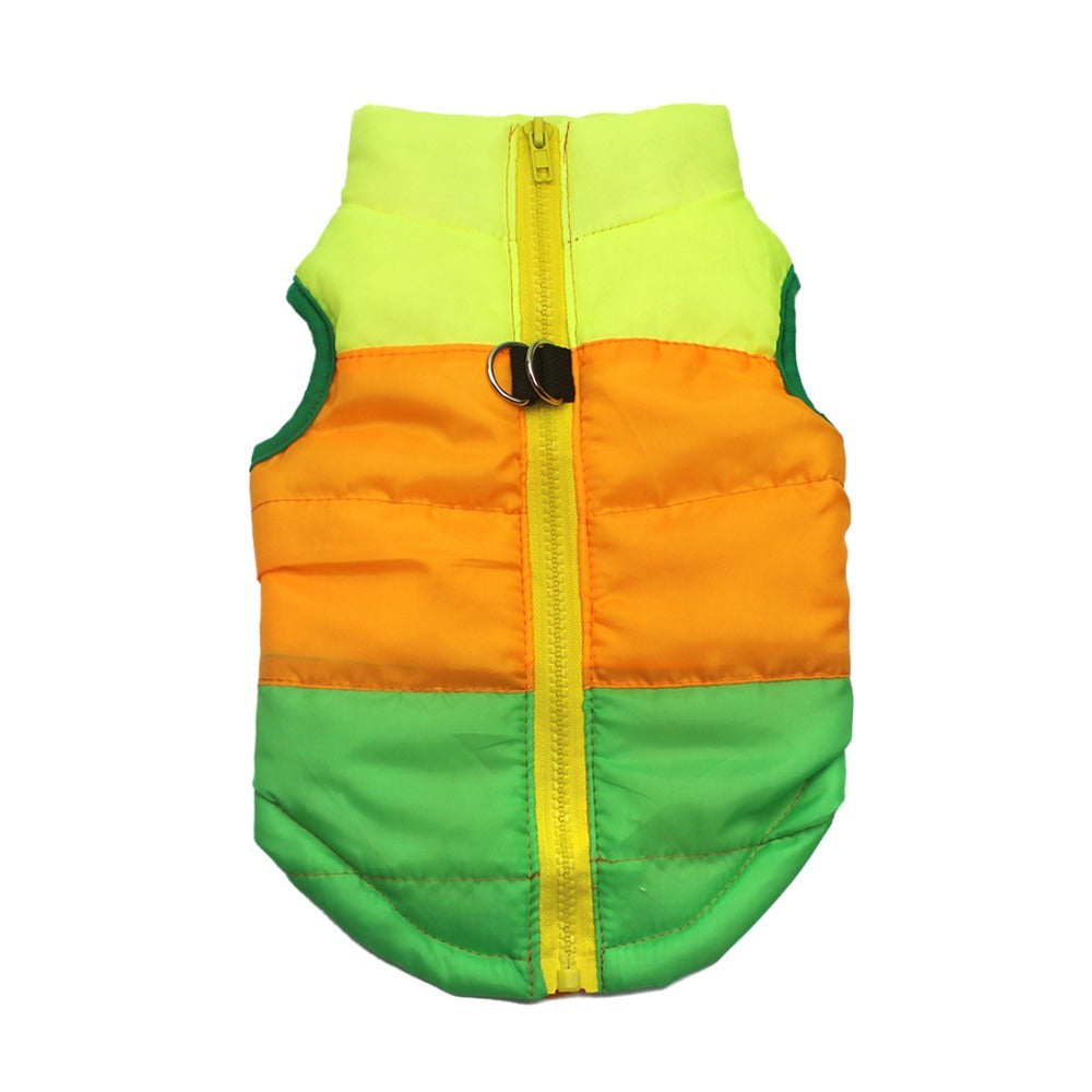 HKM-438355 Cozy Striped Dog Jacket for Autumn and Winter with Traction Buckle and Comfortable Fit