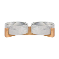 HKM-730899 Double Ceramic Cat and Dog Bowl – 400ml Pet Food and Water Dish, Anti-Tipping Design