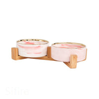 HKM-730899 Double Ceramic Cat and Dog Bowl – 400ml Pet Food and Water Dish, Anti-Tipping Design