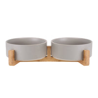 HKM-730899 Double Ceramic Cat and Dog Bowl – 400ml Pet Food and Water Dish, Anti-Tipping Design