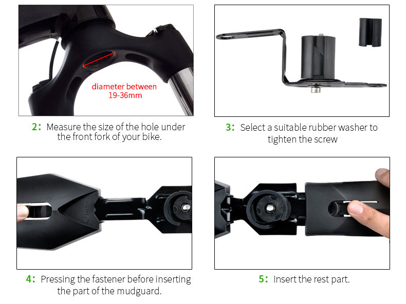 HKM-201491 Mountain Bike Mudguard for 24'-29' Bikes - Eco-Friendly Plastic & Soft Rubber, Quick Disassembly Design