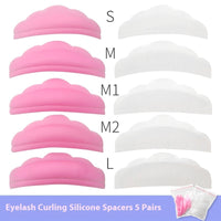 HKM-896275 Silicone Gaskets for Eyelash Planting - 5 Pairs White & Pink Sunflower Edge