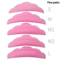 HKM-896275 Silicone Gaskets for Eyelash Planting - 5 Pairs White & Pink Sunflower Edge