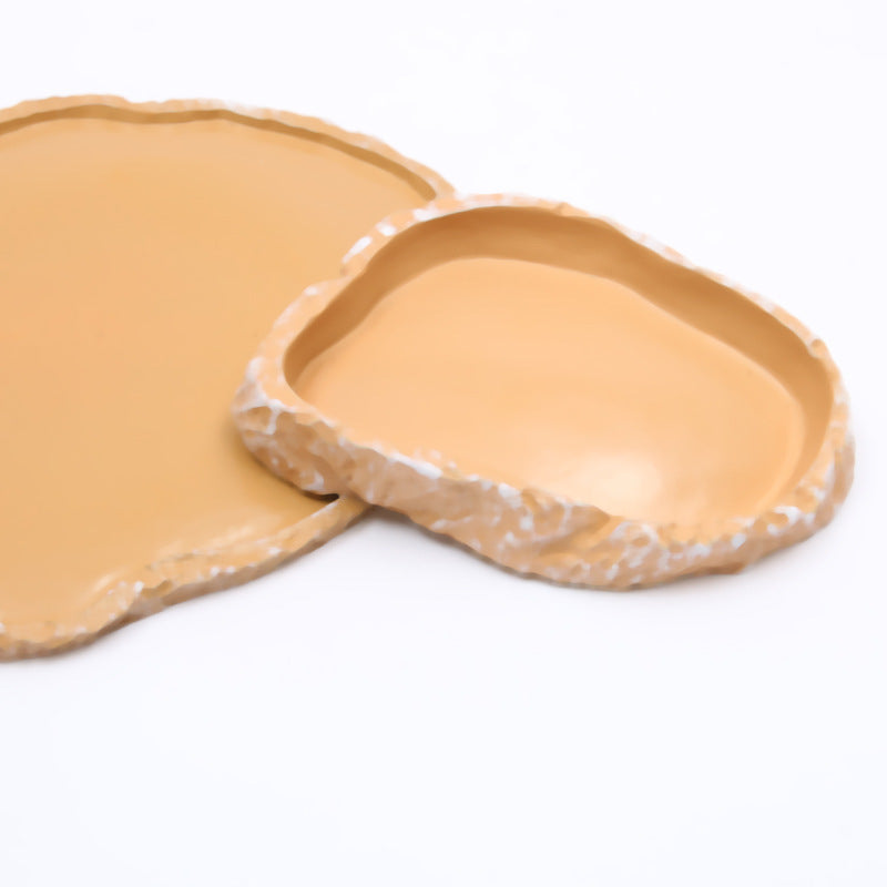 HKM-795283 Reptile Feeding Basin - High-Grade Resin Water Tray for Tortoise, Lizard, Gecko, and Horned Frog - 12x7.5x2cm