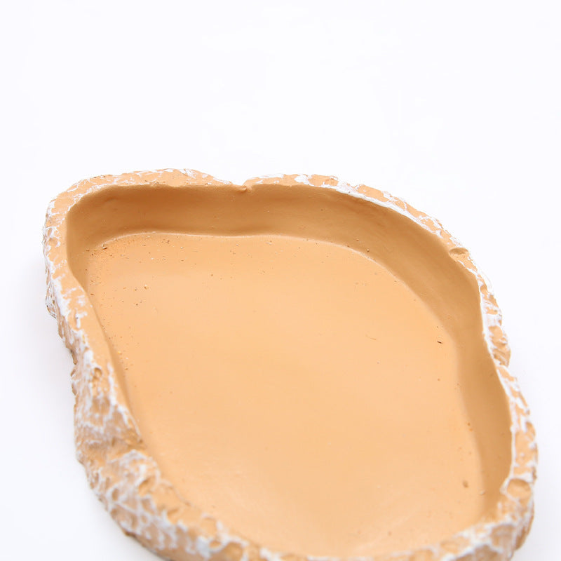 HKM-795283 Reptile Feeding Basin - High-Grade Resin Water Tray for Tortoise, Lizard, Gecko, and Horned Frog - 12x7.5x2cm