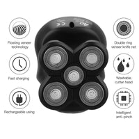 HKM-954579 Six-in-One Multifunctional Electric Shaver with Skull Design, USB Fast Charge & Waterproof System