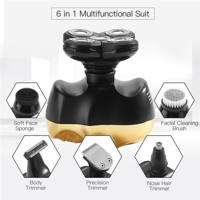 HKM-954579 Six-in-One Multifunctional Electric Shaver with Skull Design, USB Fast Charge & Waterproof System