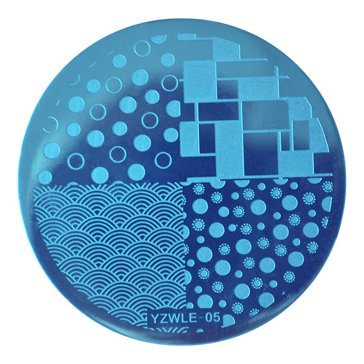 HKM-331411 DIY Nail Art Steel Plate Template - Blue, 5.6CM, 3-Year Shelf Life