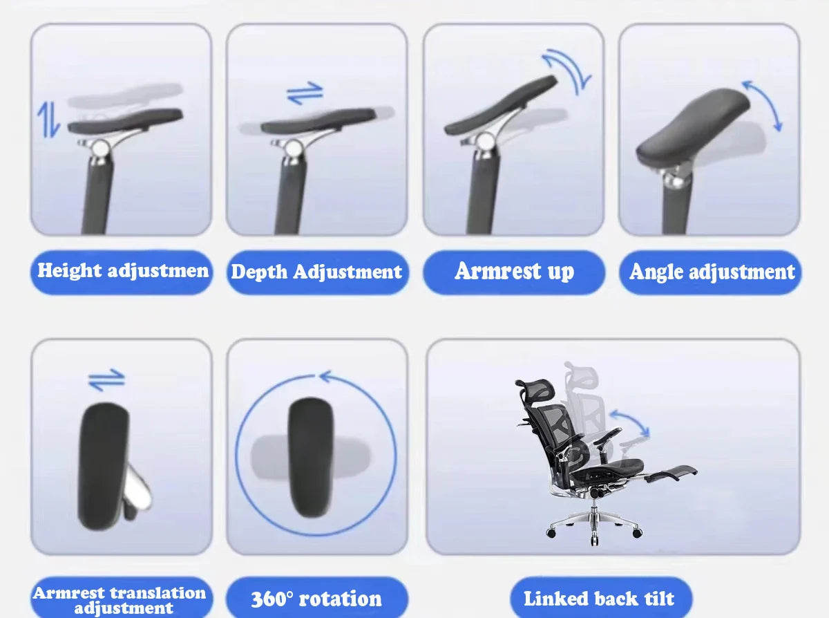 KTX-875923 Ergonomic Office Chair with 2D Headrest and 7D Adjustable Armrests, Swivel Design for Comfort and Support
