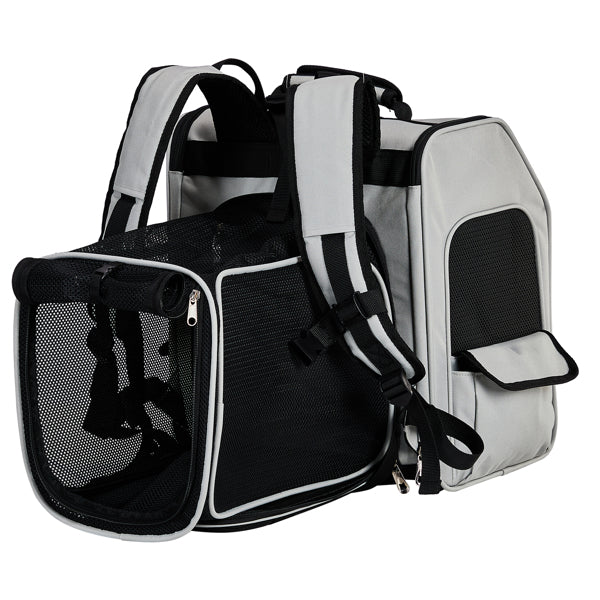 HKM-102227 Expandable Breathable Pet Carrier Backpack for Small Dogs and Cats, Soft-Sided with Back Extension, Supports Pets up to 26 lbs