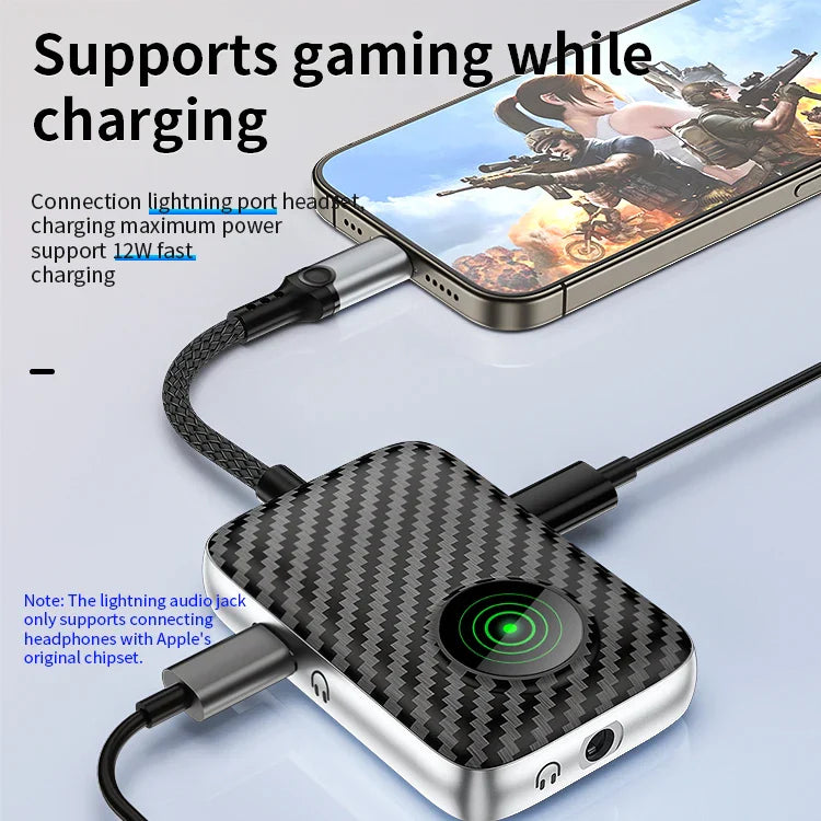 KTX-638099 3-in-1 Lightning to 3.5mm + 8-Pin Headphone Jack Adapter with Fast Charging Capability