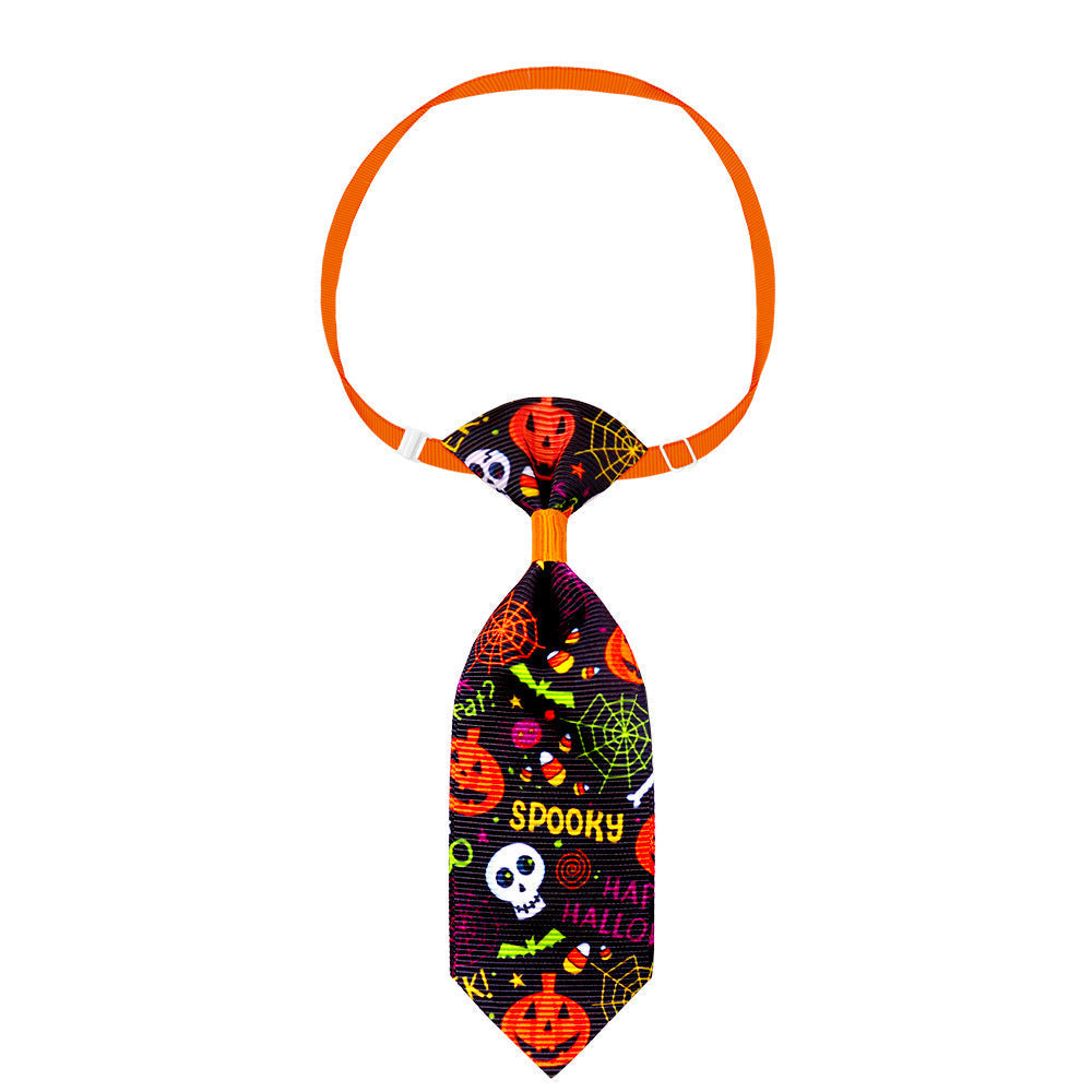 HKM-844243 Pet Halloween Skull Tie for Cats and Small to Medium Dogs - Adjustable Neck Size 20-40cm, Length 13cm