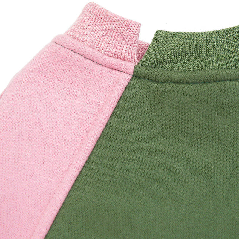 HKM-860883 Fleece Soft Touch Color Block Pet Sweater with Contrast Stitching