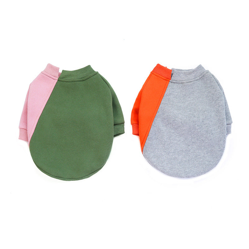 HKM-860883 Fleece Soft Touch Color Block Pet Sweater with Contrast Stitching