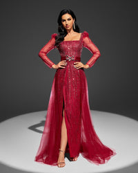 HKM-282899 Elegant Red Evening Gown - Style EZ25039 for Women