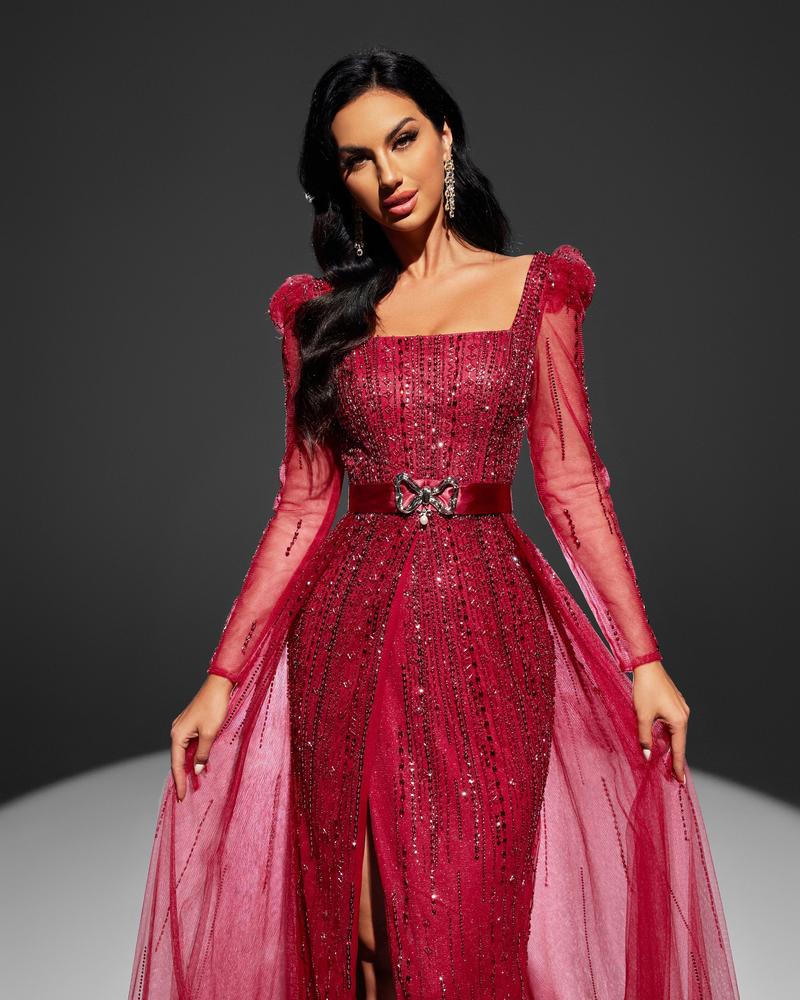 HKM-282899 Elegant Red Evening Gown - Style EZ25039 for Women