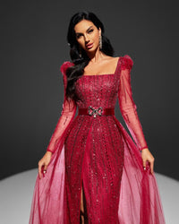 HKM-282899 Elegant Red Evening Gown - Style EZ25039 for Women