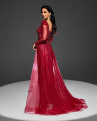 HKM-282899 Elegant Red Evening Gown - Style EZ25039 for Women
