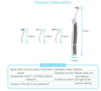 HKM-016659 Sonic Teeth Whitening Kit with LED Light and 4 Interchangeable Grinding Heads for Tartar Removal