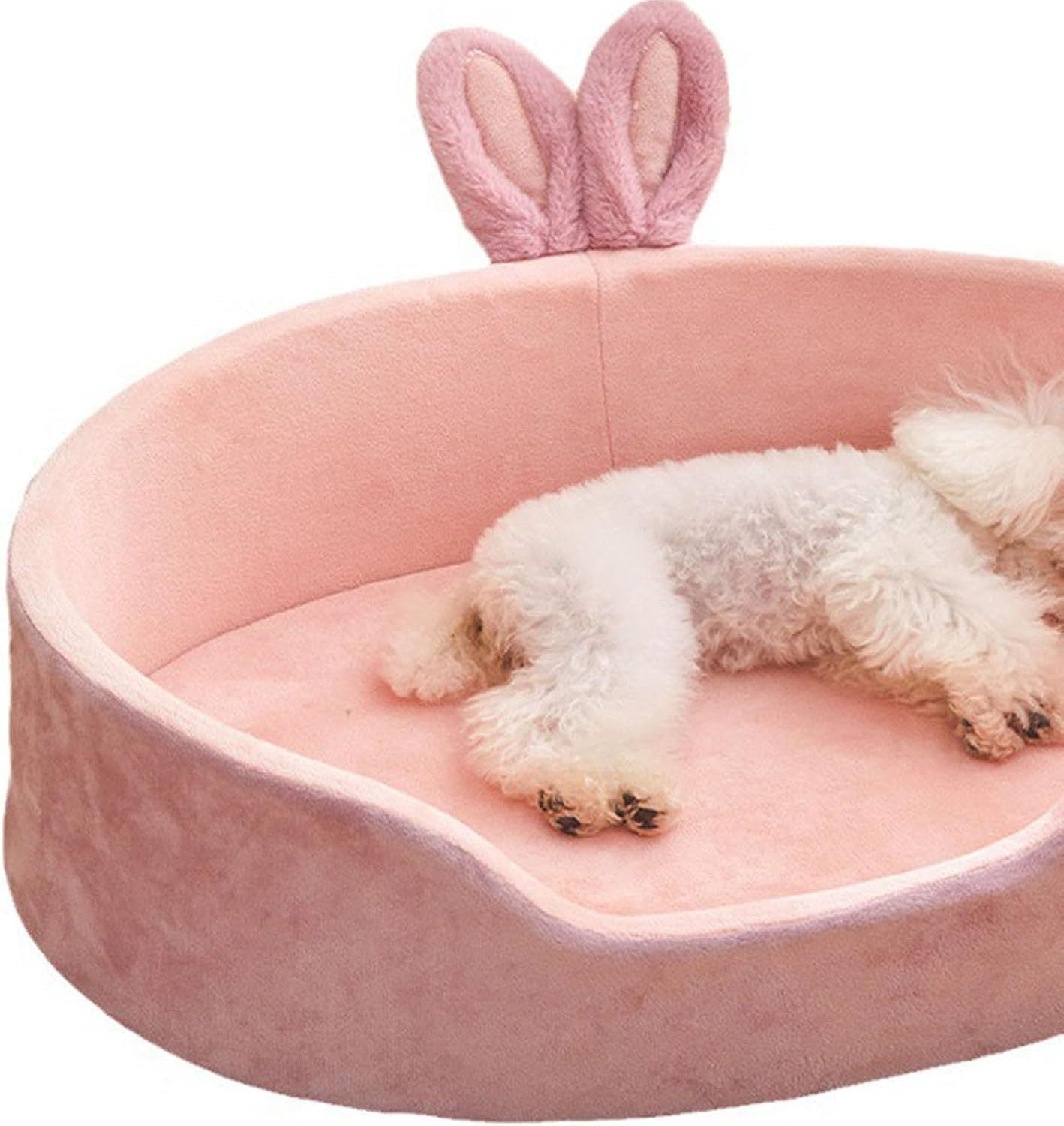 HKM-016595 Cozy Pink Rabbit Ear Dog and Cat Bed with Removable, Washable Cover for Small to Medium Breeds