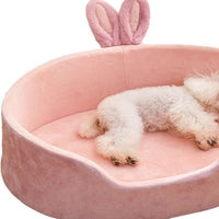 HKM-016595 Cozy Pink Rabbit Ear Dog and Cat Bed with Removable, Washable Cover for Small to Medium Breeds