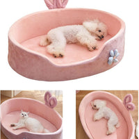 HKM-016595 Cozy Pink Rabbit Ear Dog and Cat Bed with Removable, Washable Cover for Small to Medium Breeds