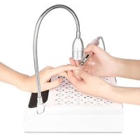 HKM-590099 Four-in-One Nail Polisher with Sanding, Lighting, and Vacuum Features in White