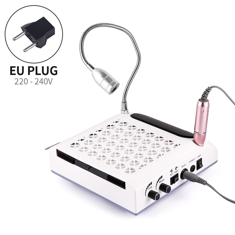 HKM-590099 Four-in-One Nail Polisher with Sanding, Lighting, and Vacuum Features in White