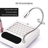 HKM-590099 Four-in-One Nail Polisher with Sanding, Lighting, and Vacuum Features in White