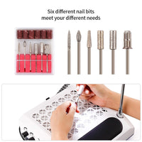 HKM-590099 Four-in-One Nail Polisher with Sanding, Lighting, and Vacuum Features in White