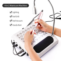 HKM-590099 Four-in-One Nail Polisher with Sanding, Lighting, and Vacuum Features in White
