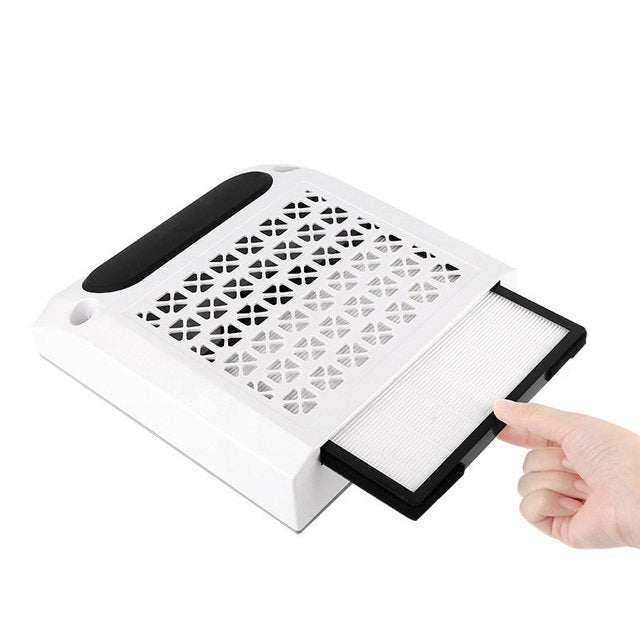 HKM-590099 Four-in-One Nail Polisher with Sanding, Lighting, and Vacuum Features in White
