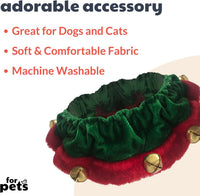 HKM-438995 Christmas Dog Collar with Bells - Soft Red and White Neckwear for Small to Large Dogs