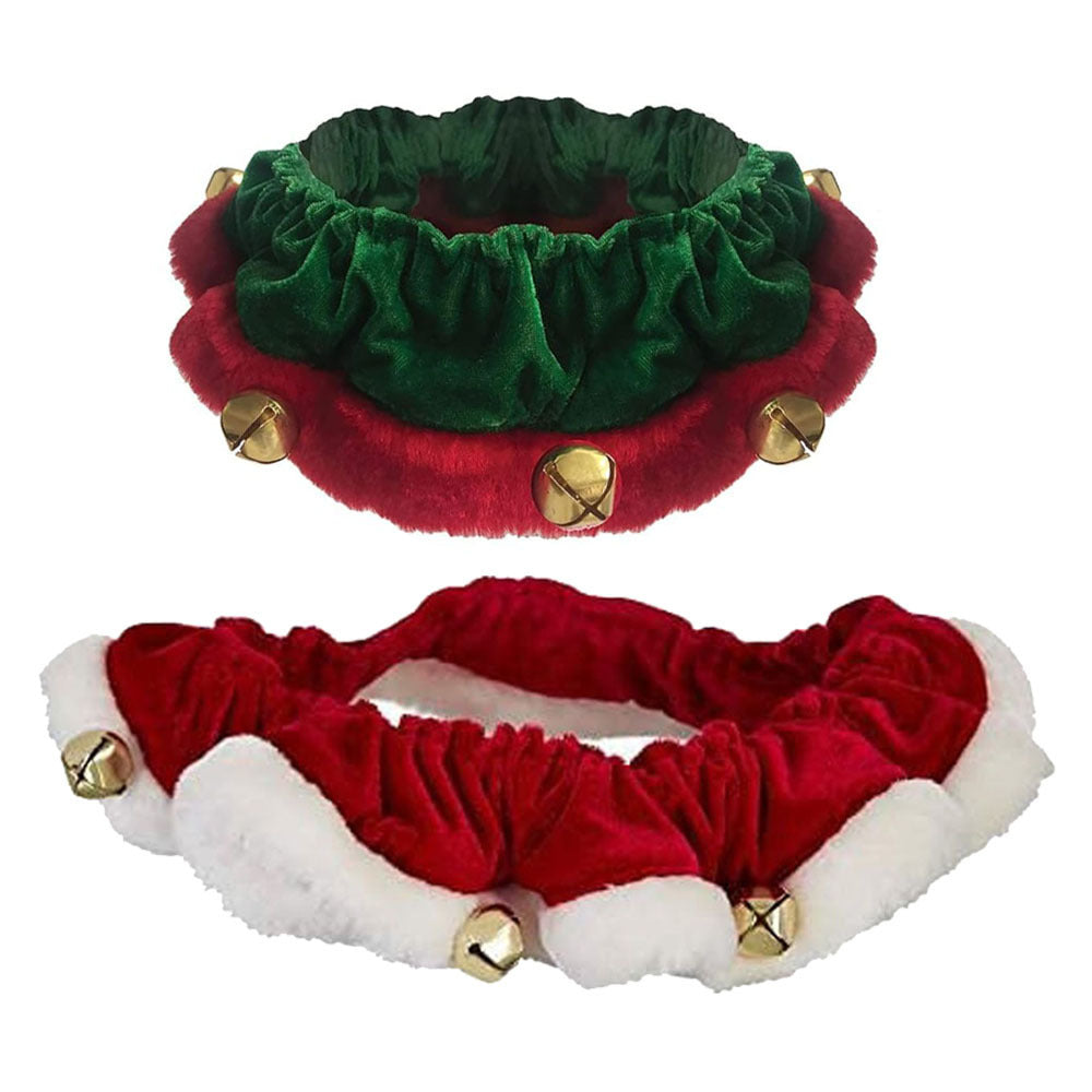 HKM-438995 Christmas Dog Collar with Bells - Soft Red and White Neckwear for Small to Large Dogs