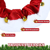 HKM-438995 Christmas Dog Collar with Bells - Soft Red and White Neckwear for Small to Large Dogs
