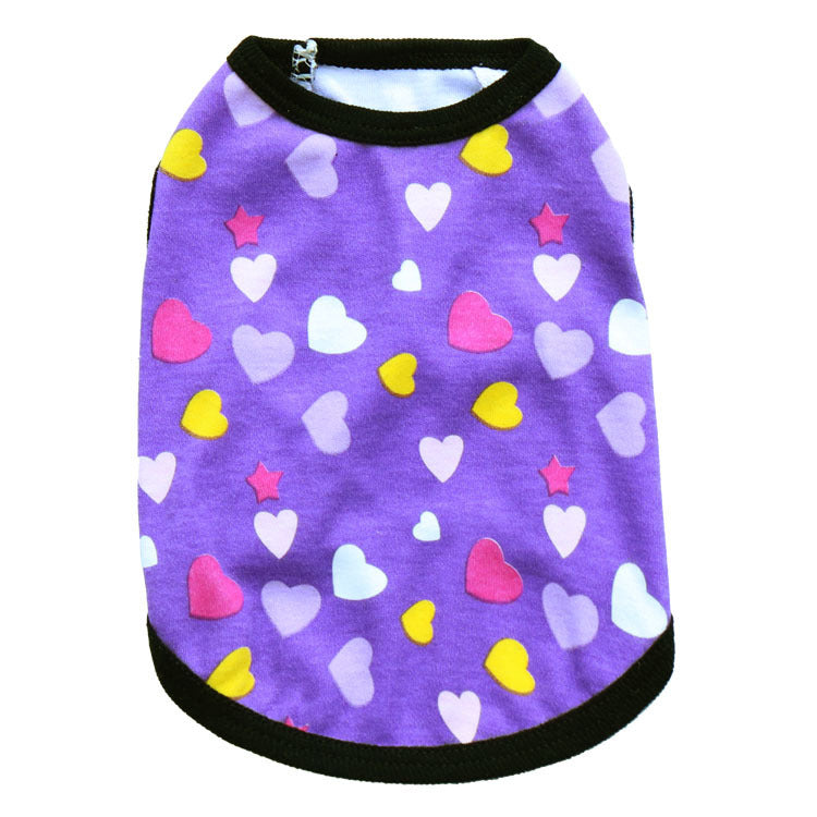 HKM-920339 All Printed Love Cotton Jersey Pet Vest - Comfortable and Stylish Pet Clothing for Your Furry Friend