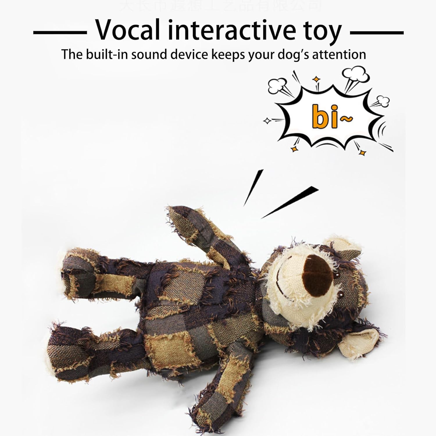 HKM-730259 Indestructible Bear Dog Toy, Durable Squeaky Plush for Heavy Chewers, Interactive Chew Toy Promoting Dental Health