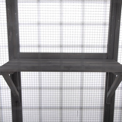 HKM-202323 Oversized Grey Cat Cage with Sun Roof and Multiple Levels for Outdoor Use