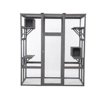 HKM-202323 Oversized Grey Cat Cage with Sun Roof and Multiple Levels for Outdoor Use