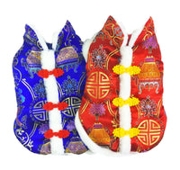 HKM-296595 Silk Tang Suit Pet Coat for Autumn and Winter - Casual Style in Sapphire Blue and Festive Red
