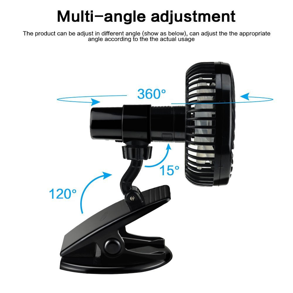 KTX-239891 Rechargeable Mini Portable Fan with 4 Blades, Silent Operation, 3 Speeds, USB Output for Strollers and Desks