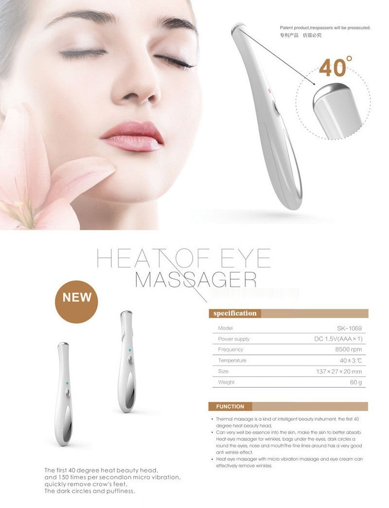 HKM-752211 Heat Therapy Eye Massager with Vibration for Crow's Feet and Dark Circles, Model 106SK1069