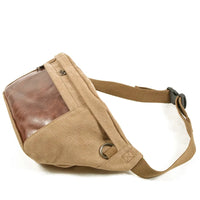 HKM-336403 Retro Canvas and Leather Belt Bag for Men - Large Capacity Outdoor Sports Chest Bag