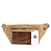 HKM-336403 Retro Canvas and Leather Belt Bag for Men - Large Capacity Outdoor Sports Chest Bag