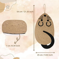 HKM-593235 Sisal Cat Scratch Pad in Mouse Shape - Durable Scratcher for Indoor Cats, Comfortable and Furniture Protector