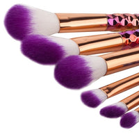 HKM-053203 6-Piece Fish Scale Honeycomb Makeup Brush Set with Nylon Bristles and Portable Plastic Handles