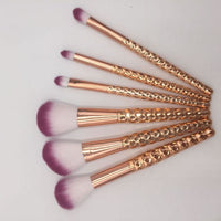 HKM-053203 6-Piece Fish Scale Honeycomb Makeup Brush Set with Nylon Bristles and Portable Plastic Handles