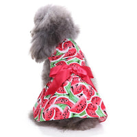 HKM-526611 Stylish Polka Dot Pet Skirt Summer Dress for Dogs - Watermelon & Strawberry Design, Made from Polyester