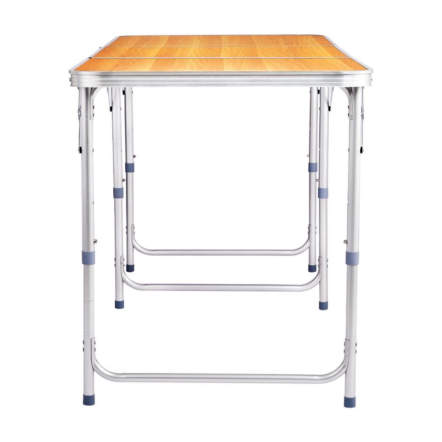 HKM-450835 6ft Folding Outdoor Table with Wood Grain Finish - Lightweight Aluminum Alloy Tri-fold Design, 50kg Capacity